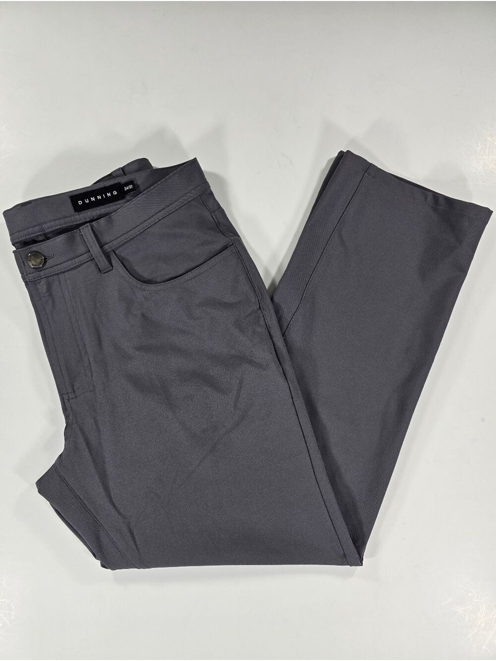 Dunning Golf Pants Performance Stretch 5 Pocket Chino Dark Gray Mens 34X28
